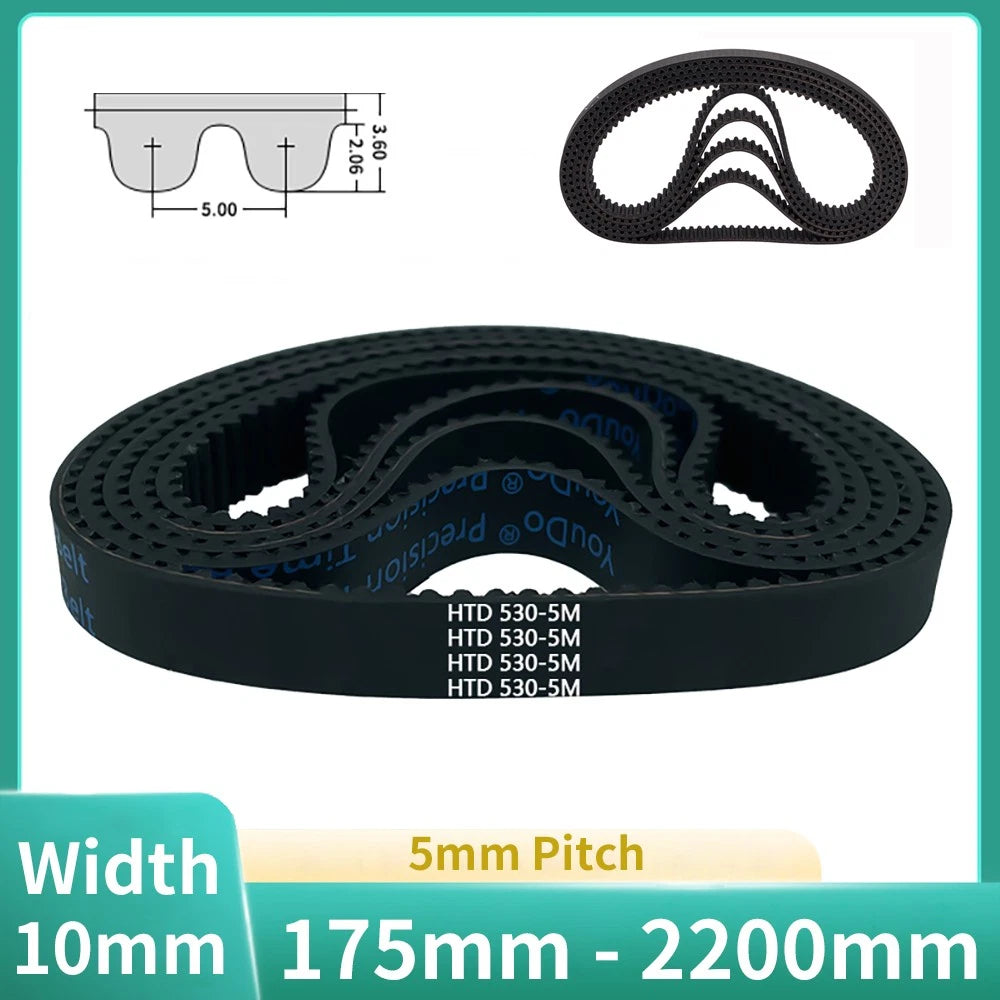 HTD 5M Timing Belt – 5mm Pitch, 10mm Wide, Rubber Arc Tooth Drive Belt