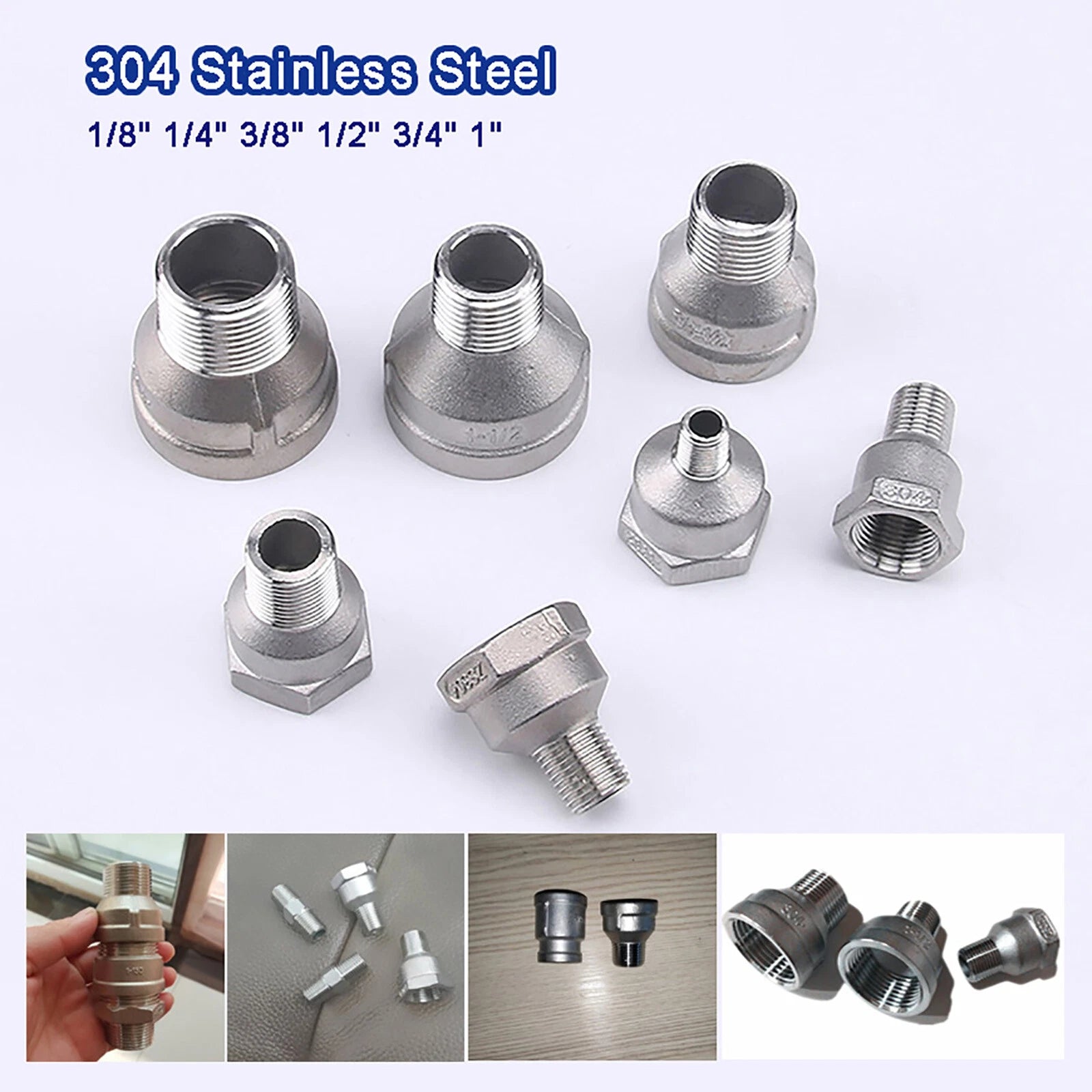 BSP Stainless Steel Reducing Socket — Male x Female Pipe Fitting Adapter