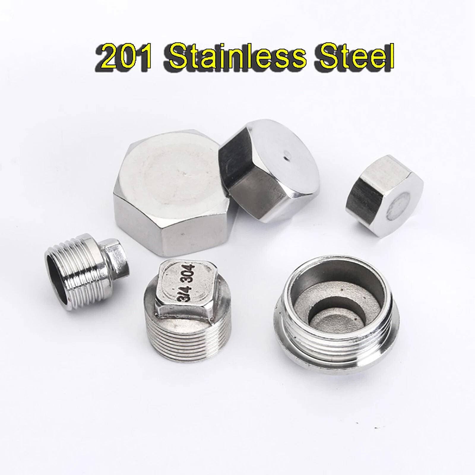 Stainless Steel Pipe End Cap & Plug Fittings — 1/2", 3/4", 1" NPT