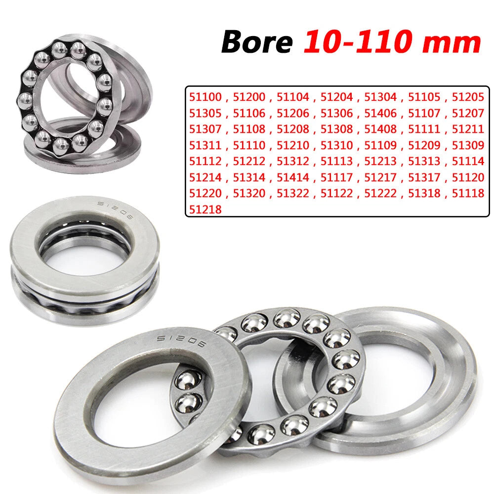 Bore 10mm to 110mm Plane Thrust Ball Bearings Grooved Bearings No.51100 to 51322