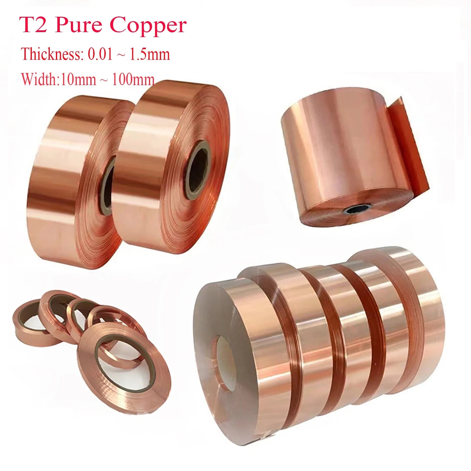 99.9% Flexible Pure Copper Cu Metal Sheet Roll Foil Plate Strip 0.01~1.5mm Thick