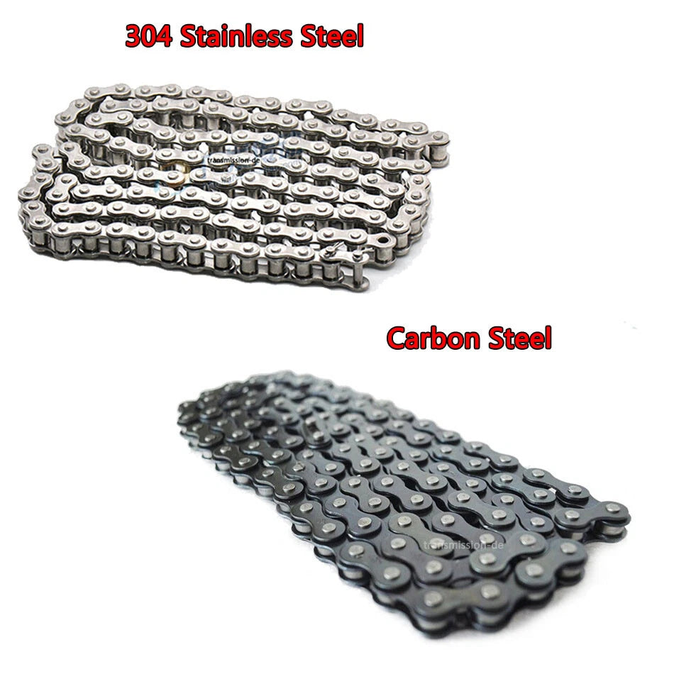 Roller Chain 04C-1 Pitch 6.35 mm 1/4" Single Row Chain Stainless-Carbon Steel