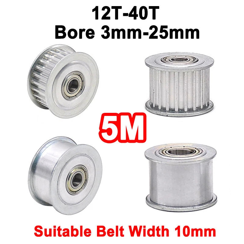 5M Smooth-Tooth Idler Pulley 12-40 Teeth Bore 3mm-25mm for 10mm Width Belt