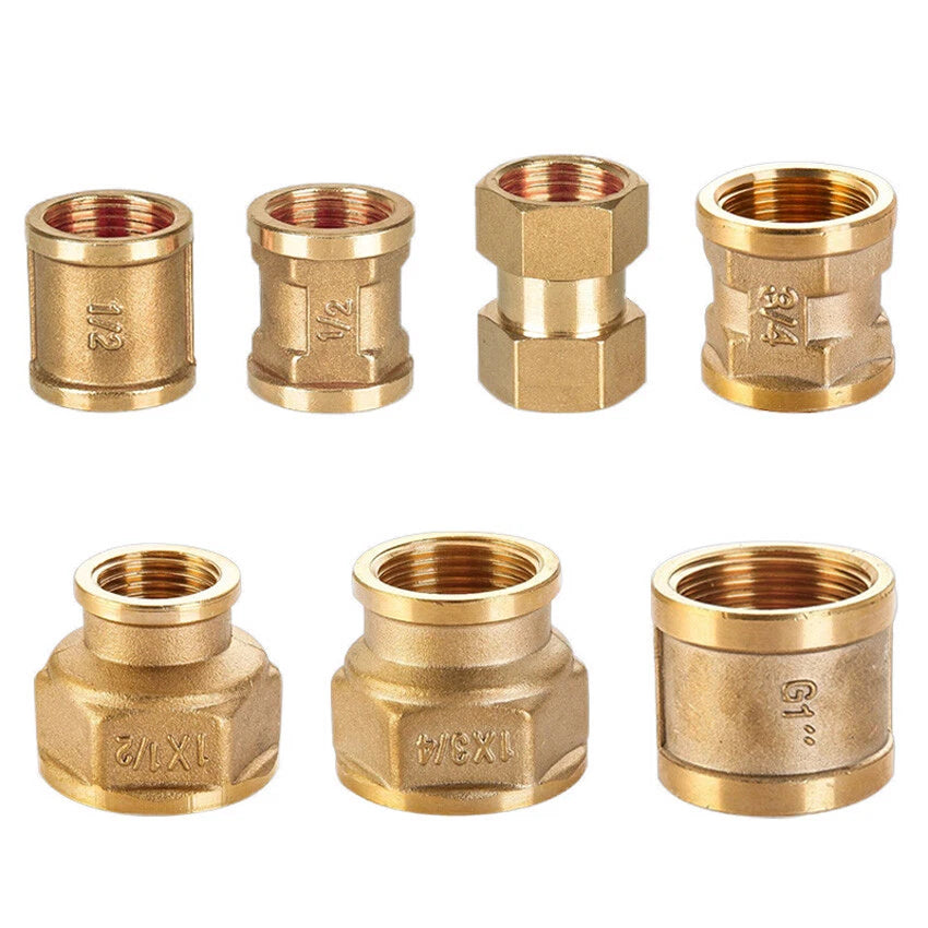 BSP Female Thread Brass Pipe Fitting Adapter | Coupler Connector 1/2" 3/4" 1"
