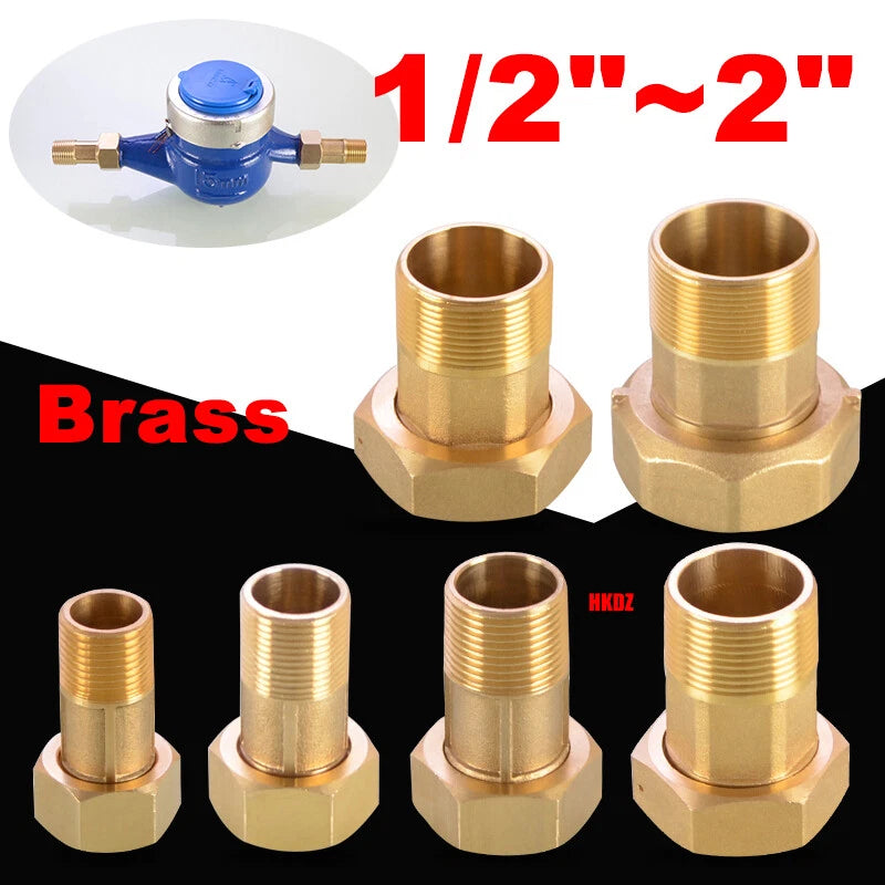 BSP Brass Pipe Fittings — Male to Female Thread Adapter for Water Meter & Pump