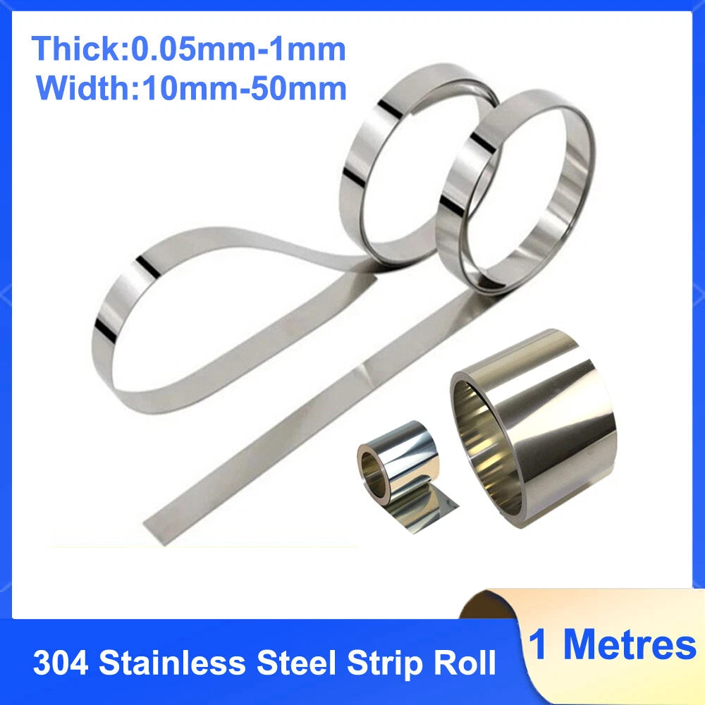 304 Stainless Steel Thin Plate Band Foil Sheet 0.05mm-1mm Thick Metal Strip Roll