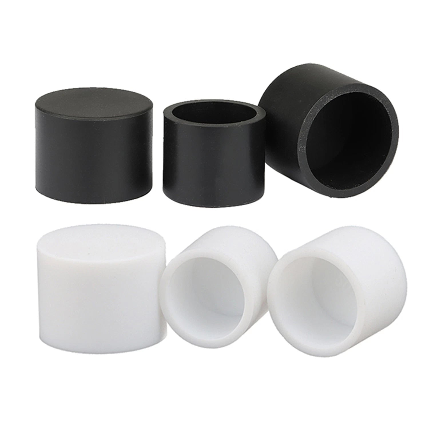 Silicone Rubber End Caps 3mm–80mm – Chair Leg & Tube Protectors, Black or White