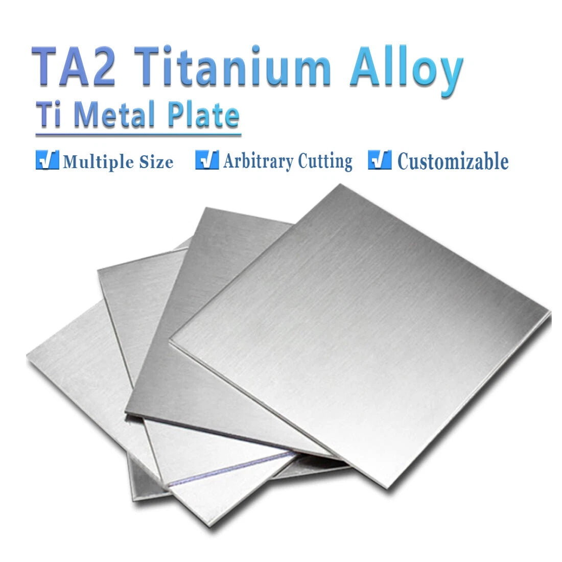 TA2 Titanium Sheet Plate Grade 2 100x100/200x200mm Thick 0.8~15mm Ti Metal Plate