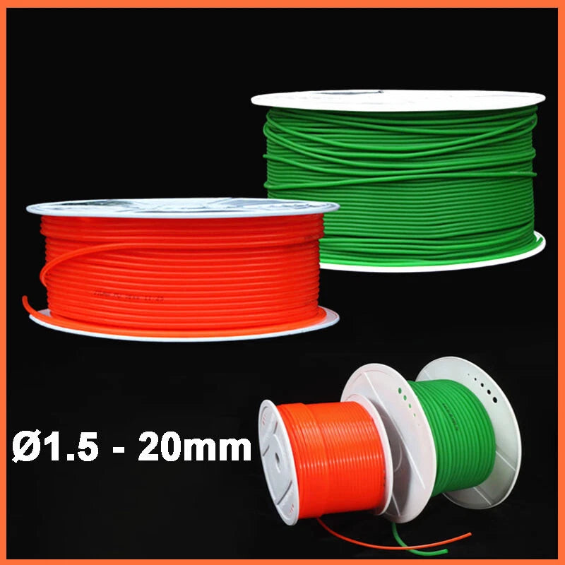 Polyurethane Round Drive Belt — 1.5mm to 20mm Diameter, Red & Green, Cut to Length