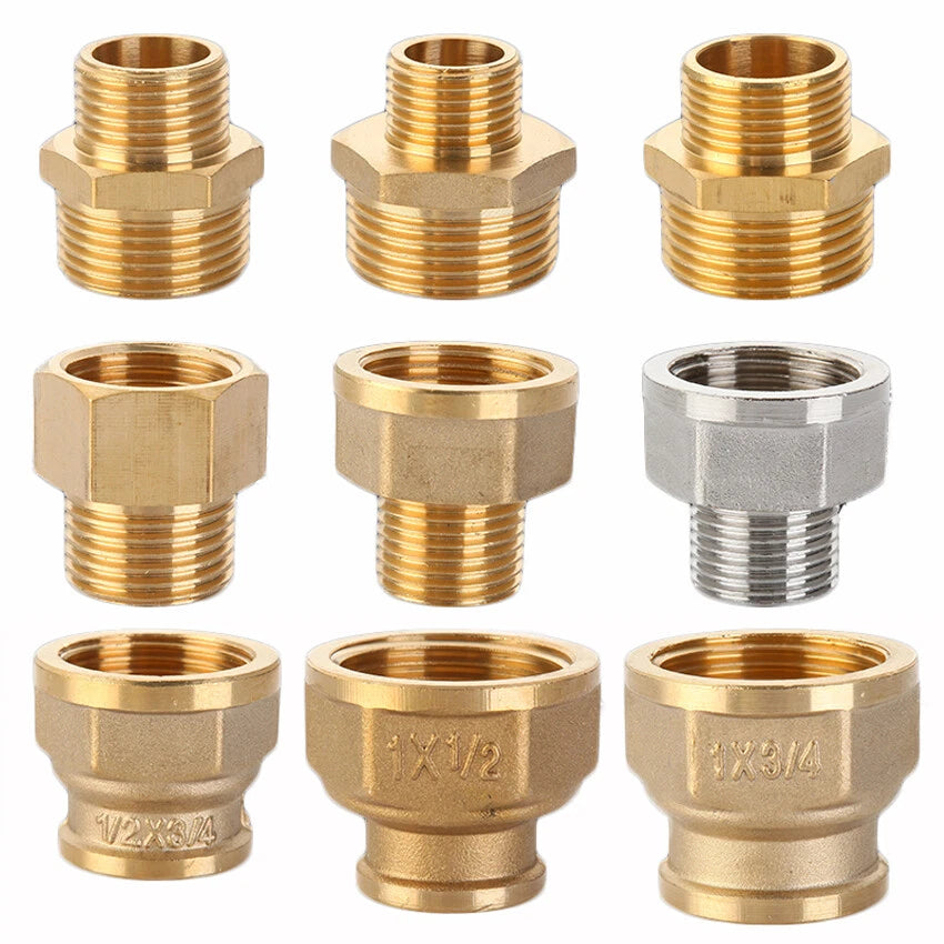 Brass NPT Pipe Fitting Adapter – Male Female Thread Coupler 1/2" 3/4" 1"