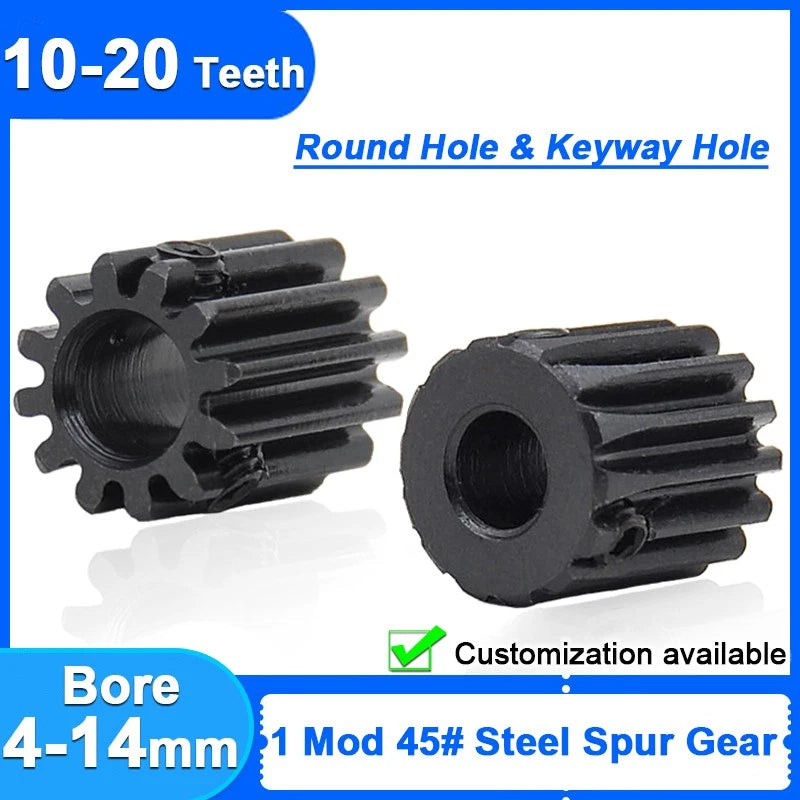 1 Modulu Spur Cylindrical Gear 10T-20T 1 Mod Pinion Gear Transmission Motor Part