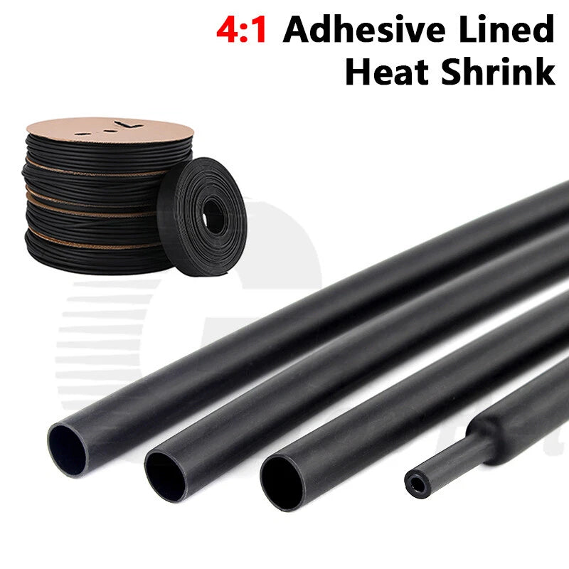 4:1 Adhesive Glue-Lined Heat Shrink Tubing – Waterproof Black