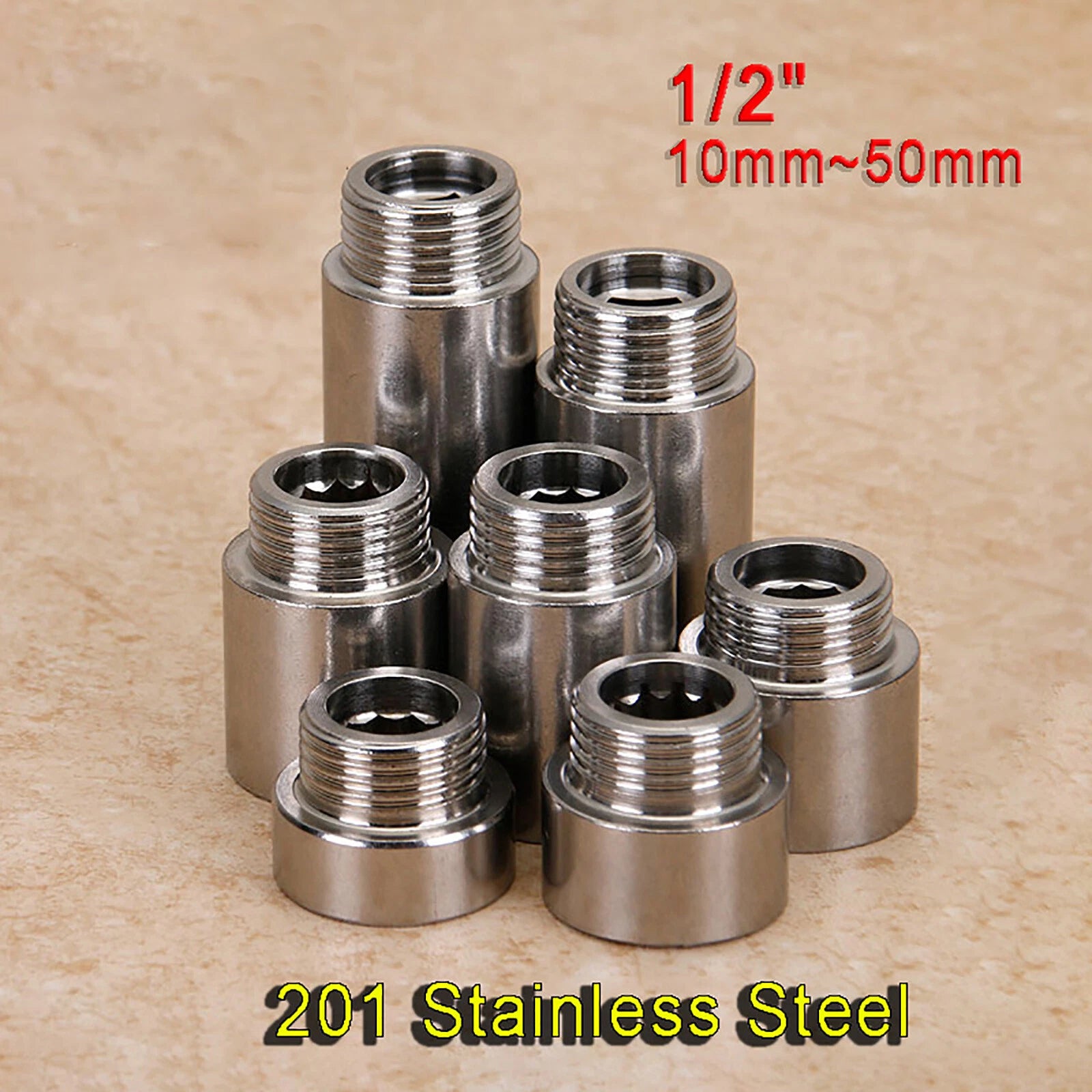 Stainless Steel Tap Extension Connector — Male x Female Pipe Fitting Adapter