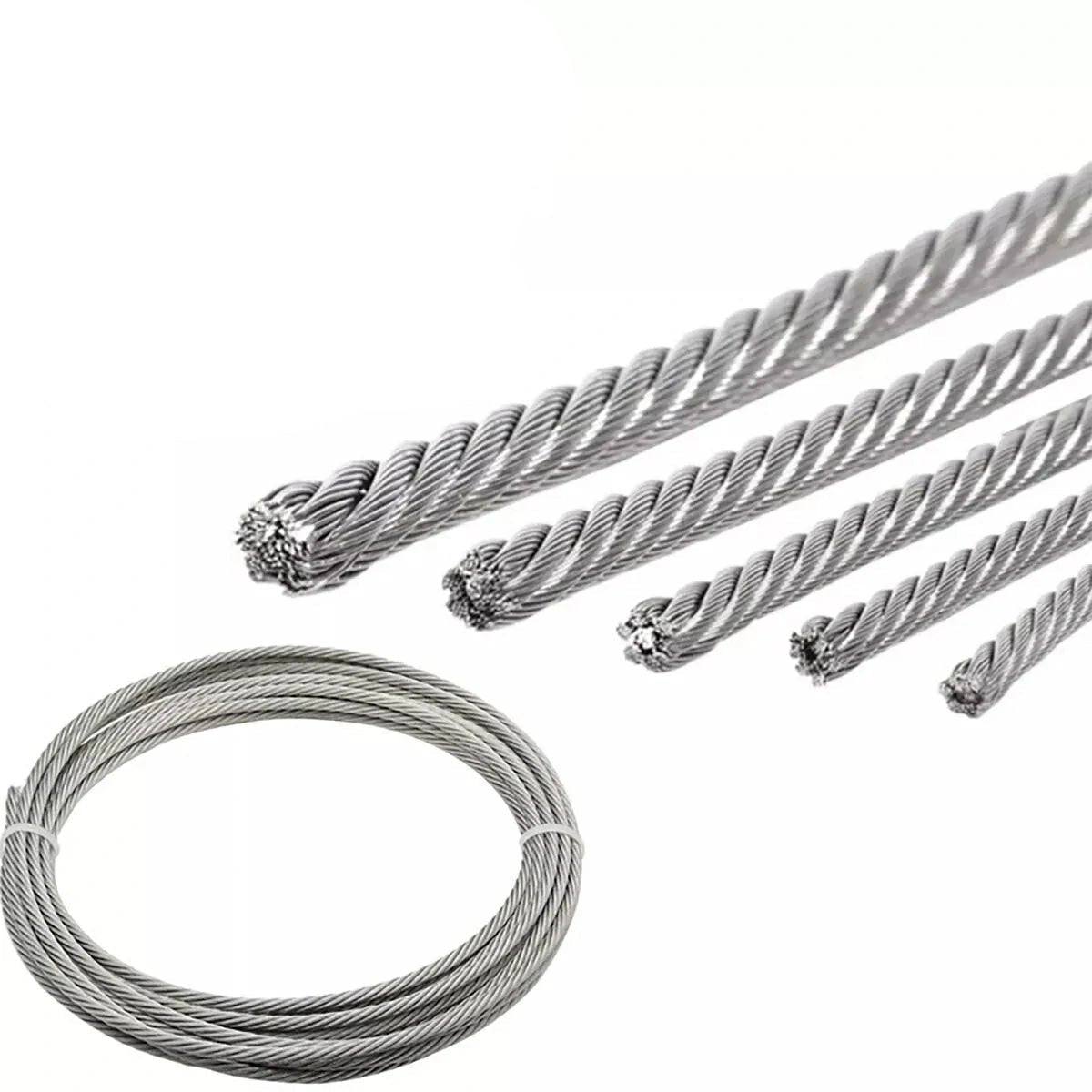 304 Stainless Steel Wire Rope Cable 7x7 7x19,Diameter 1mm To 20mm Length Select - HomeDIYer