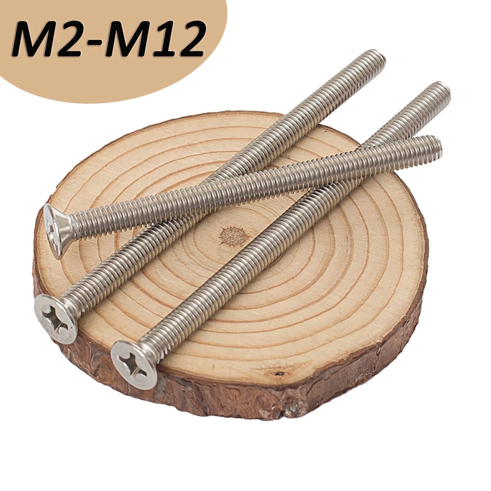 A2 Stainless Steel Countersunk Phillips Machine Screws DIN 965 — Extra Long M2–M12