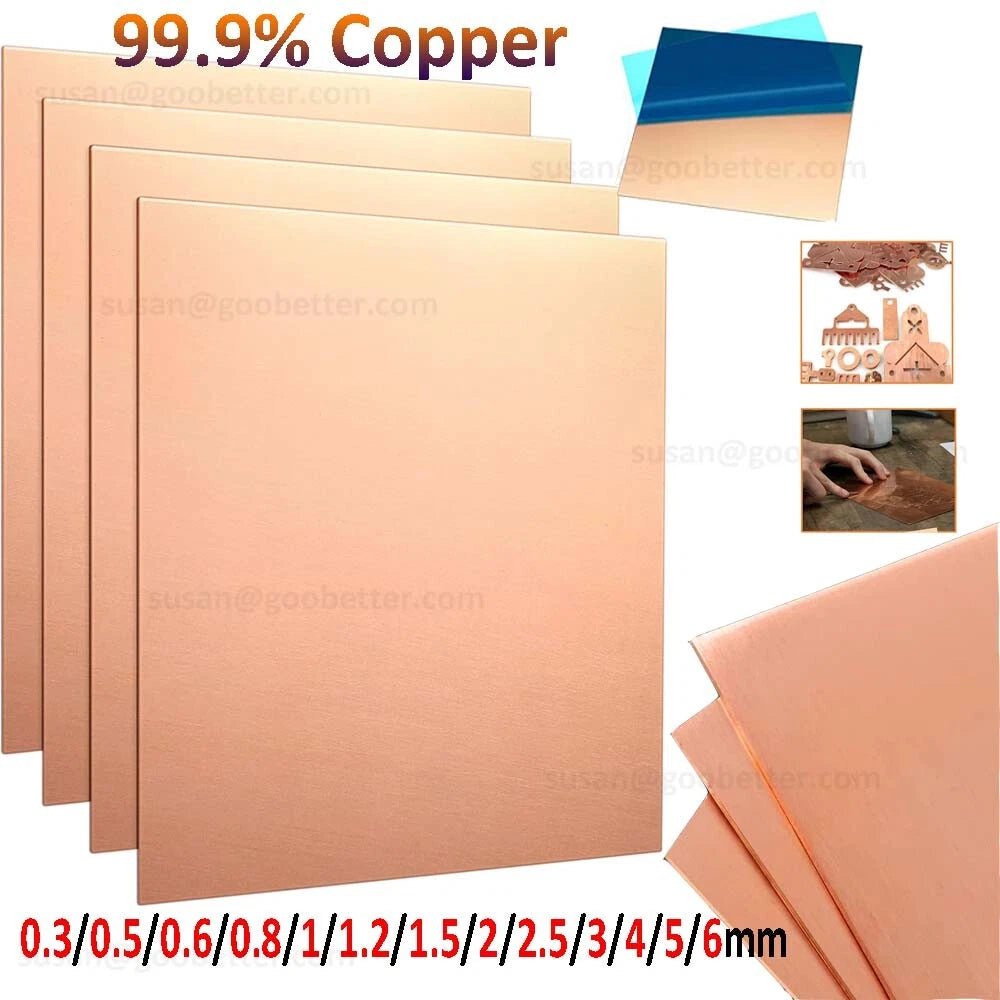 Natural Copper Sheet Metal guillotine cut - 0.3mm to 6.0mm - Multiple Sizes - HomeDIYer