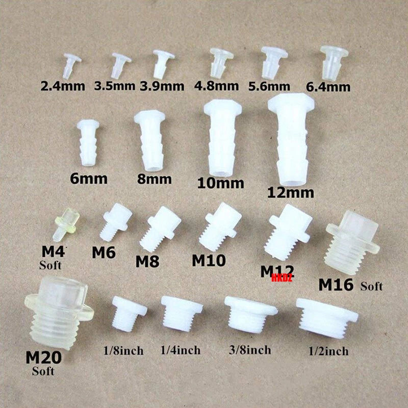 2.4~12mm Hosetail Connector Fitting Barb Male BSP Plastic Pool Hose Pipe Adaptor