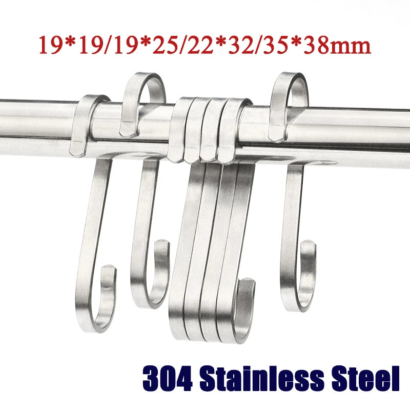 S Flat Hooks 304 Stainless Steel Bedroom/Kitchen/Bathroom/Living Room/Garden