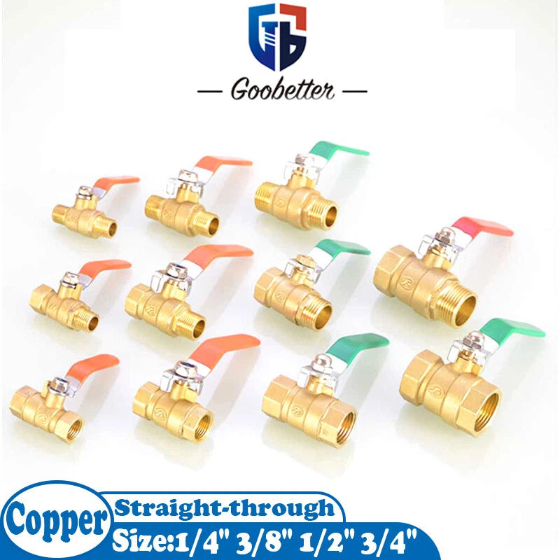 Brass Ball Valve Air Compressor Pipe Fittings — NPT 1/4" 3/8" 1/2" 3/4"