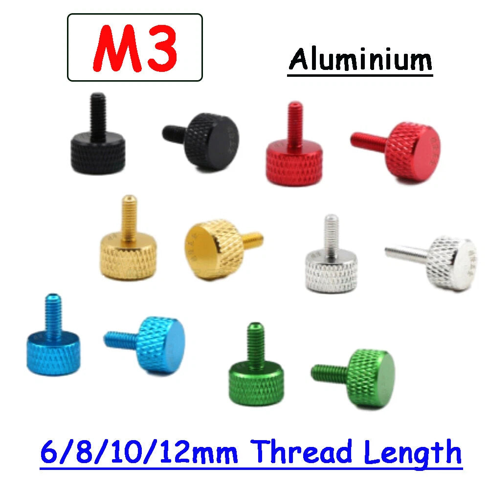 M3 Colored Thumb Screws for PC Case GPU PCI Motherboard — 6 Colors, 4 Lengths