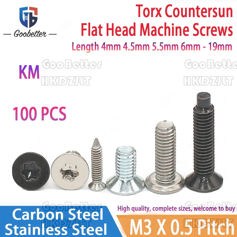 M3 Torx Flat Head Countersunk Machine Screws — Carbon Steel & Stainless Steel, Multi - Finish - HomeDIYer