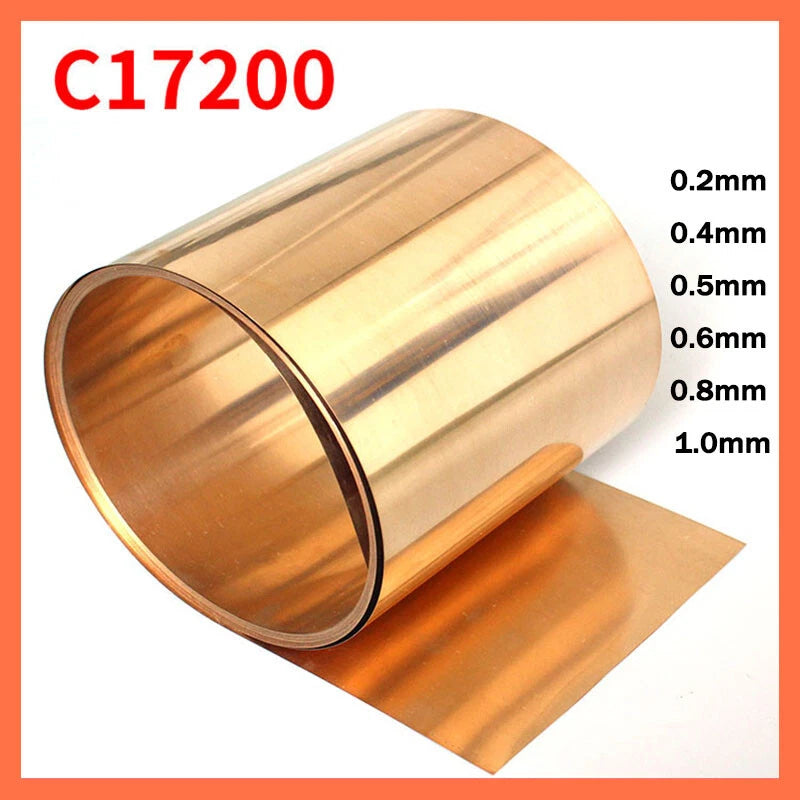 Beryllium Copper Alloy Sheet Plate BeCu Metal Panel 0.2/0.3/0.4/0.5/0.6/0.8/1mm