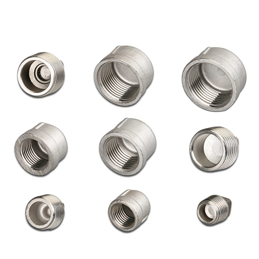304 Stainless Steel BSP Blanking End Cap Pipe Fittings — Male & Female 1/4" to 1-1/2"