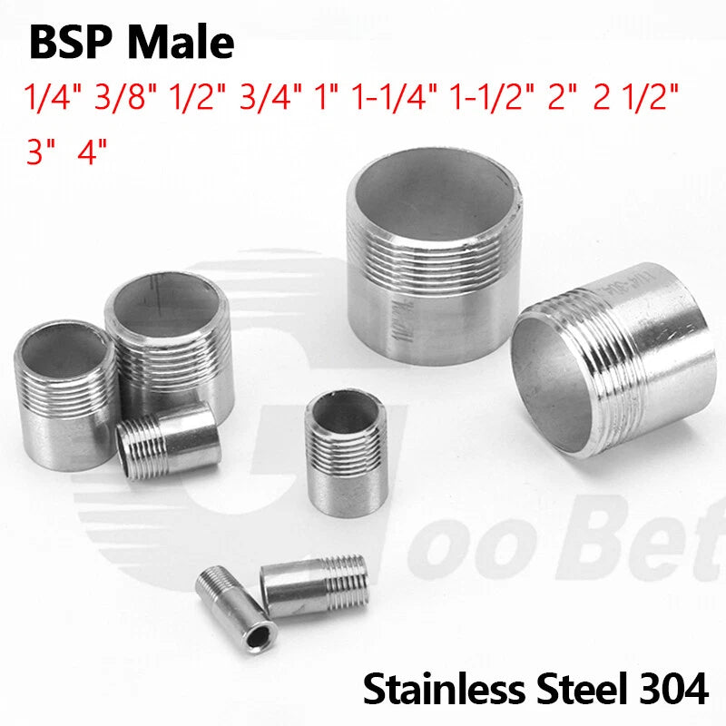 Stainless Steel 304 Weld Nipple Connector — BSP 1/4" to 4" Threaded Pipe Fitting
