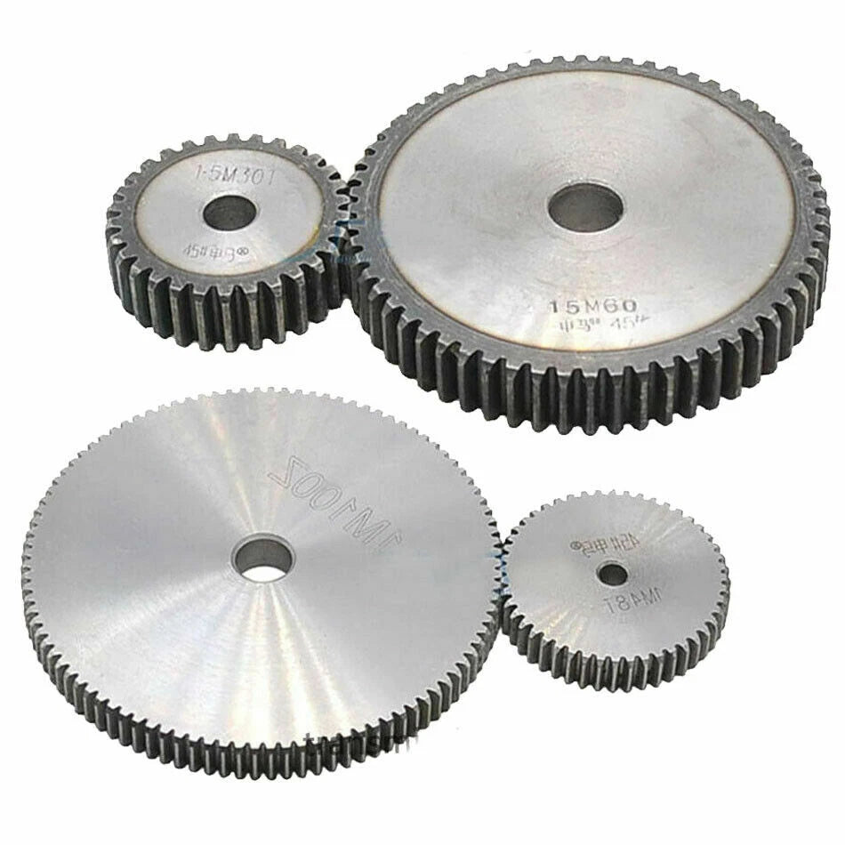 1/1.5 Mod 12T-150T Spur Gear 45# Steel Pinion Gear Thickness 1M-10mm 1.5M-15mm