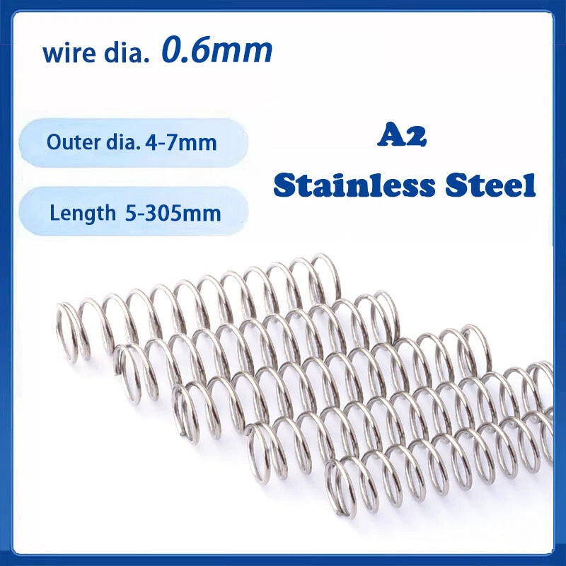 0.6mm Wire Dia Compression Spring 4-7mm Dia 5-305mm Length A2 Stainless Steel