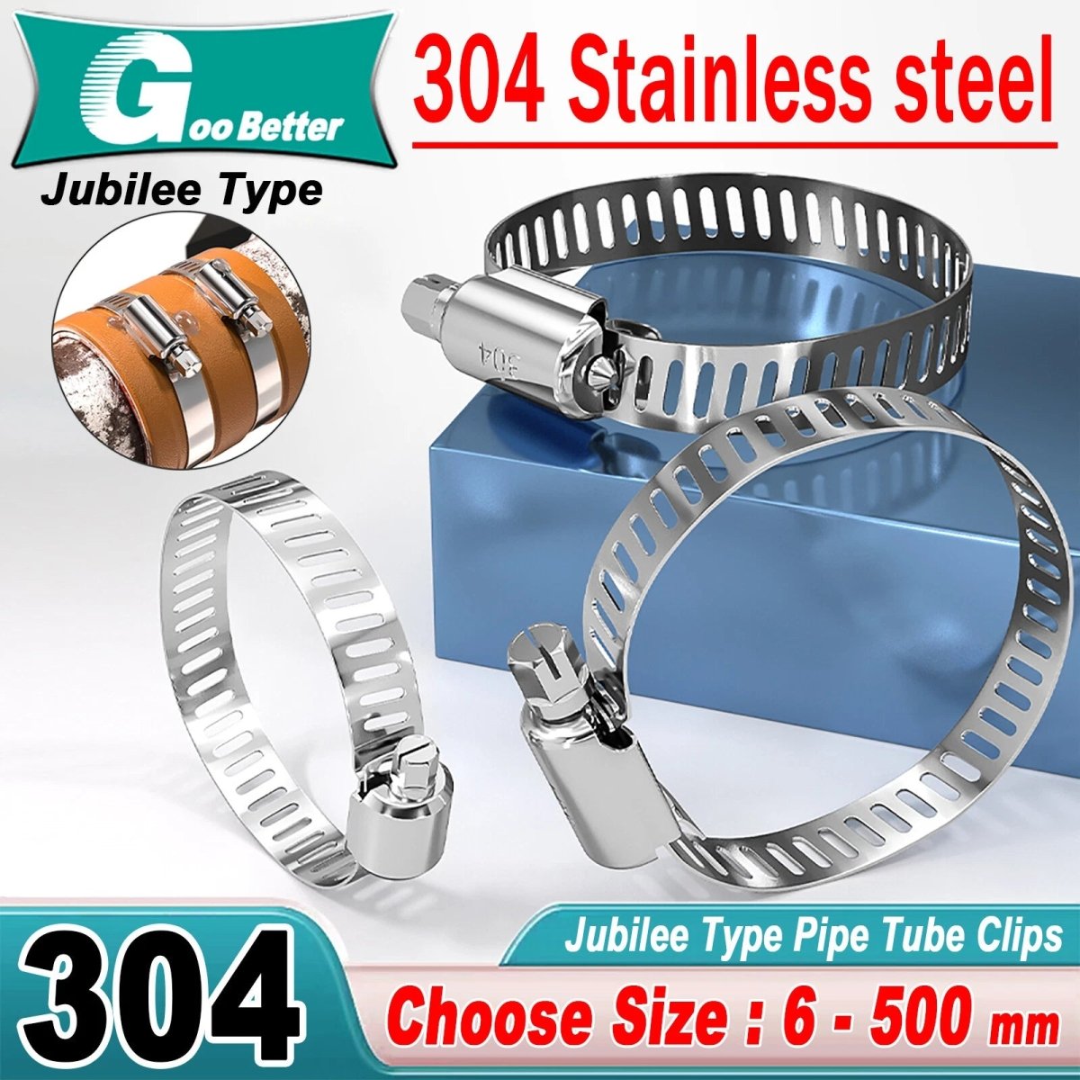 200mm - 1000mm Hose Clamp Worm Drive Jubilee Clips Stainless Stees Marine Grade Clip - HomeDIYer