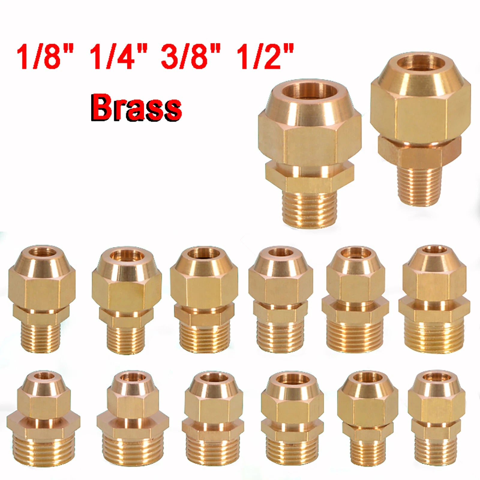 Brass Straight Flare Tube Connector Fittings — 1/8" to 1/2" × 6mm–12mm
