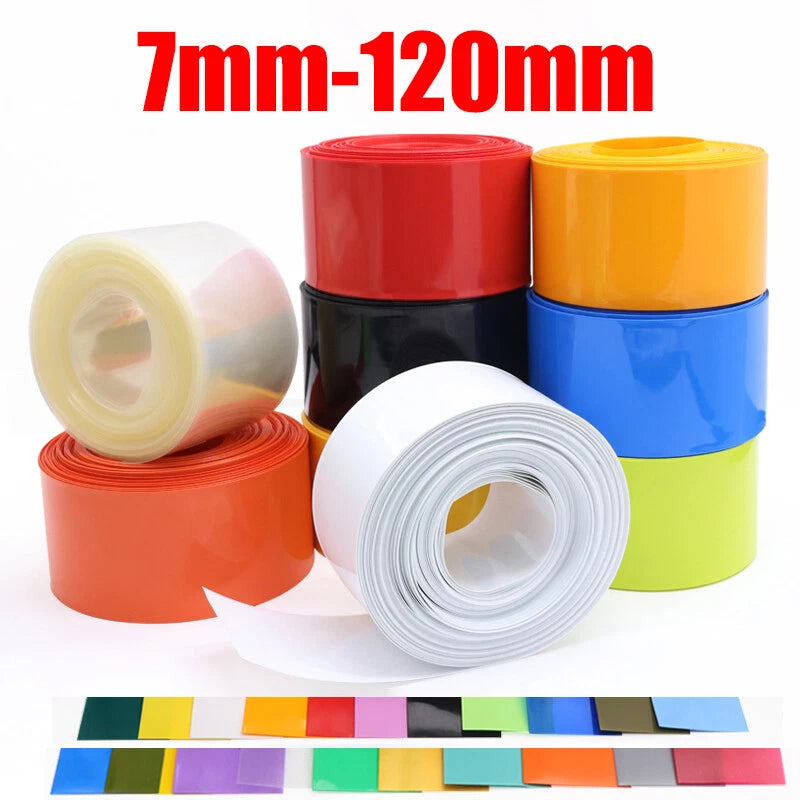 PVC Heat Shrink Tubing for RC Battery & 18650 Cells — 7mm to 120mm, Multicolor