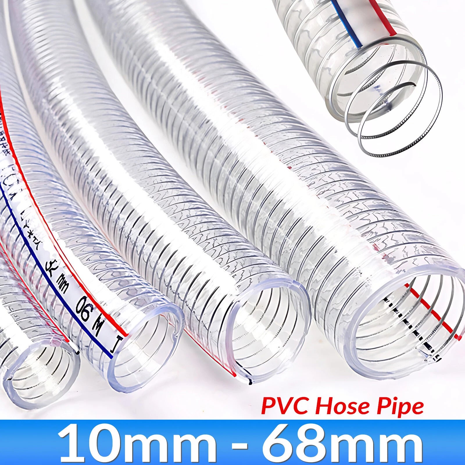 Clear Flexible Braided PVC Hose | ID 10–60mm | Oil & Water Tube Pipe