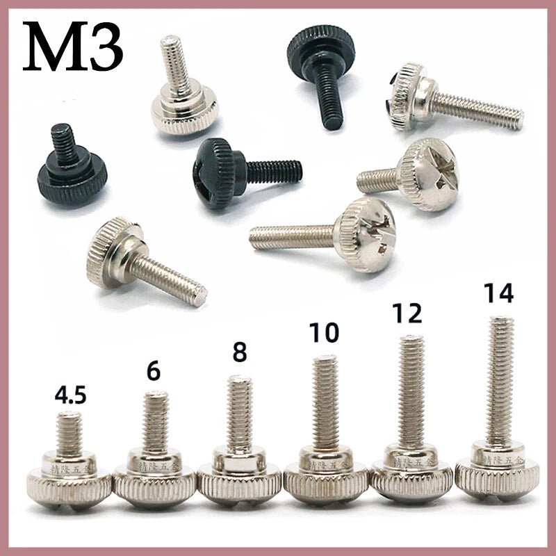 M3 Knurled Thumb Screws Step Hand Grip Knob Bolts — Carbon Steel, Nickel or Black Zinc - HomeDIYer