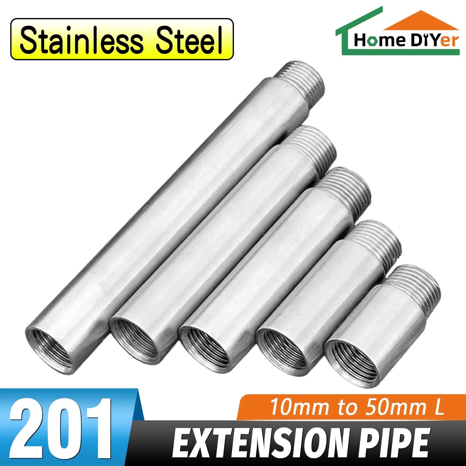 1/2" Stainless Steel Female x Male NPT Extension Pipe Nipple | Barrel Nipple