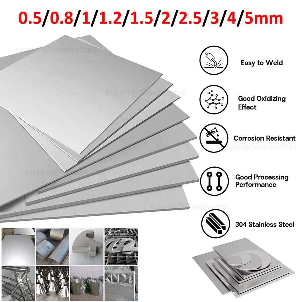 Stainless Steel Sheet Plate 0.5mm 0.8mm 1mm 1.2mm 1.5mm 2mm 2.5mm 3mm 4mm 5mm