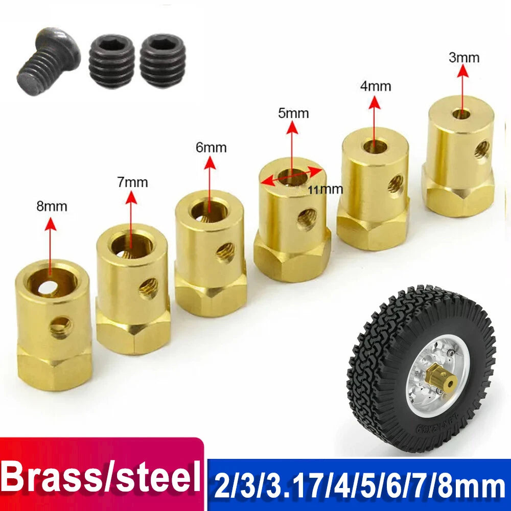 3-8mm Brass RC Car Wheels Shaft Motor Flexible Coupling Coupler Hex Connector