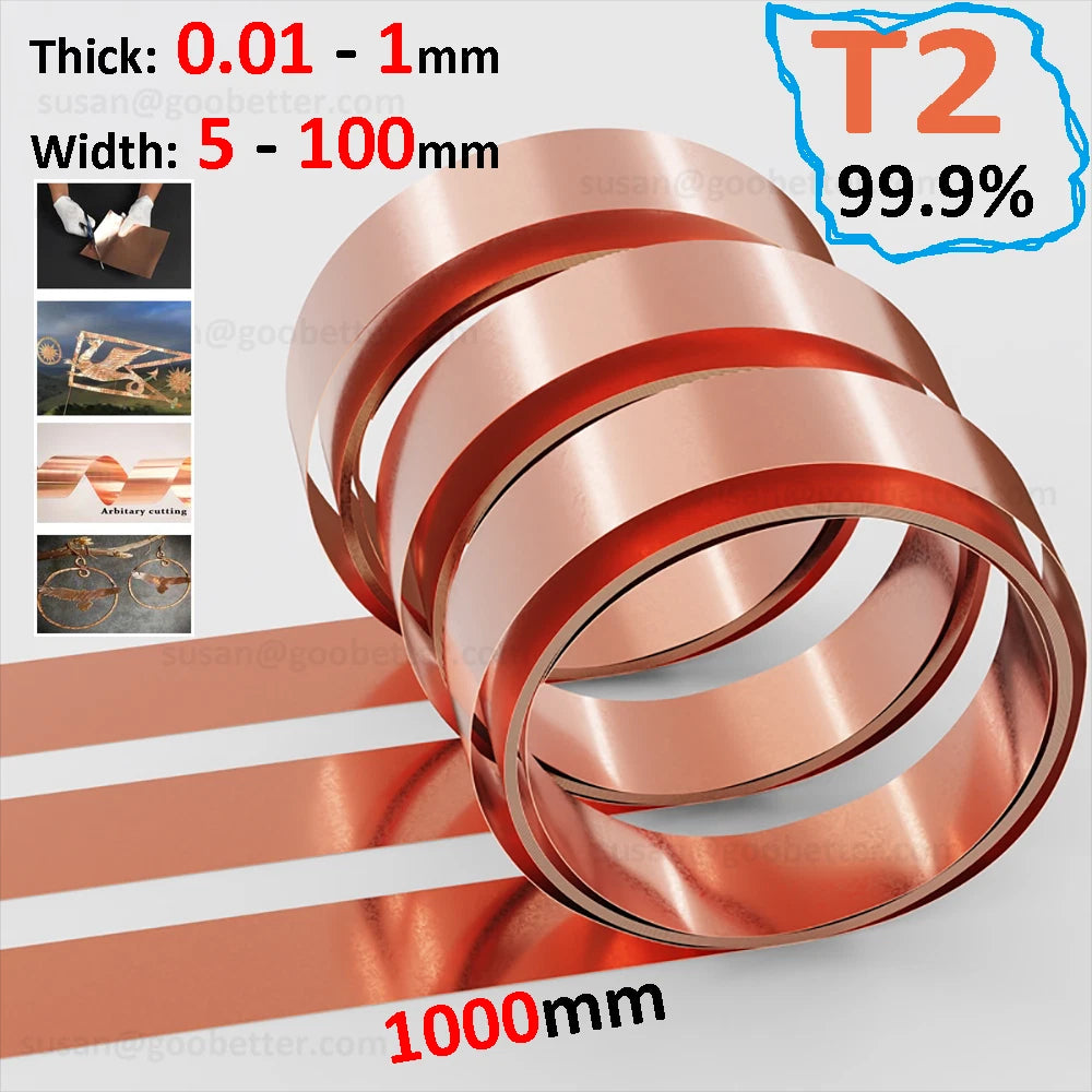 99.9% Pure Copper Sheet Plate Foil Strip Options Guillotine Cut 0.01mm - 1mm