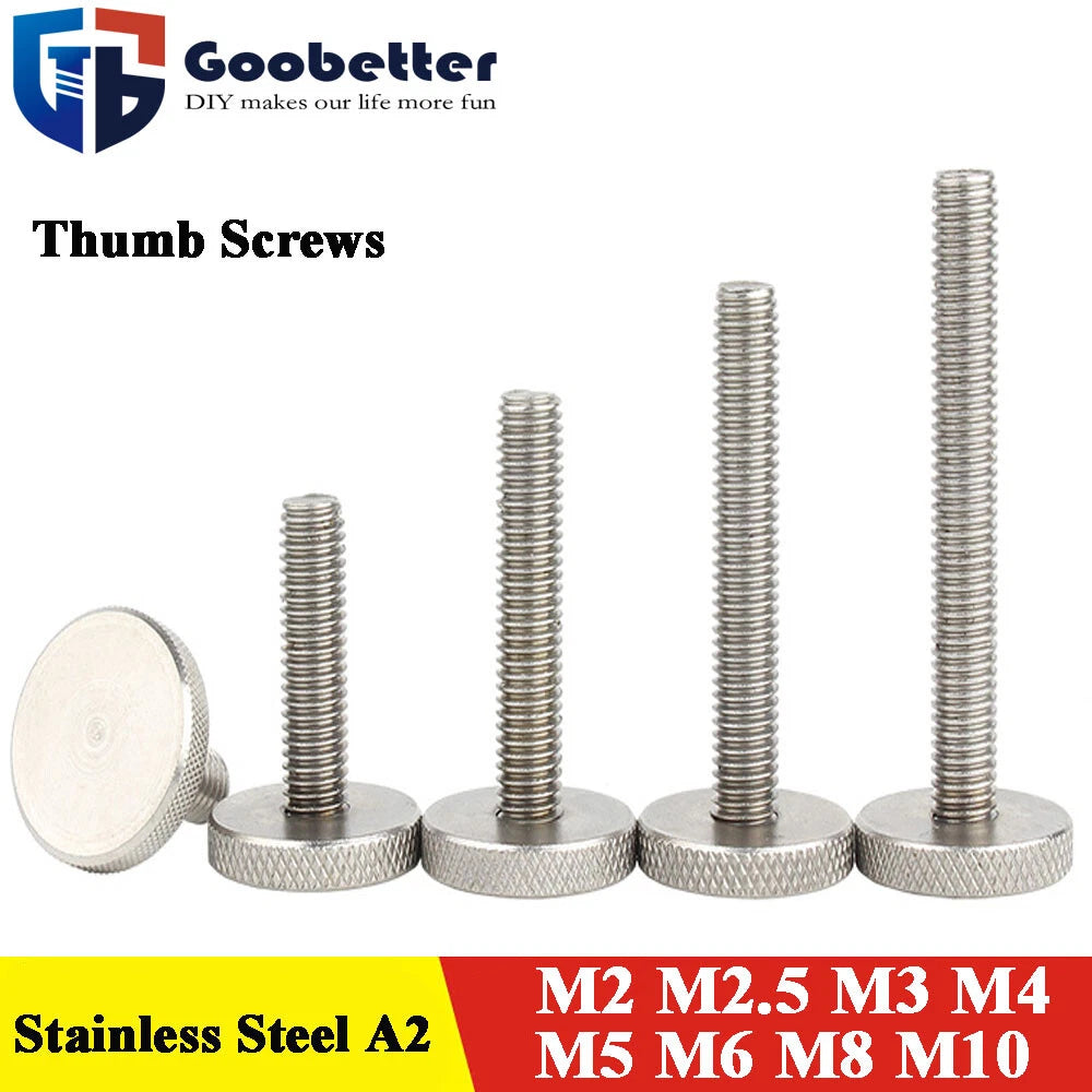 A2 Stainless Steel Knurled Flat Head Thumb Screws — M2 to M10
