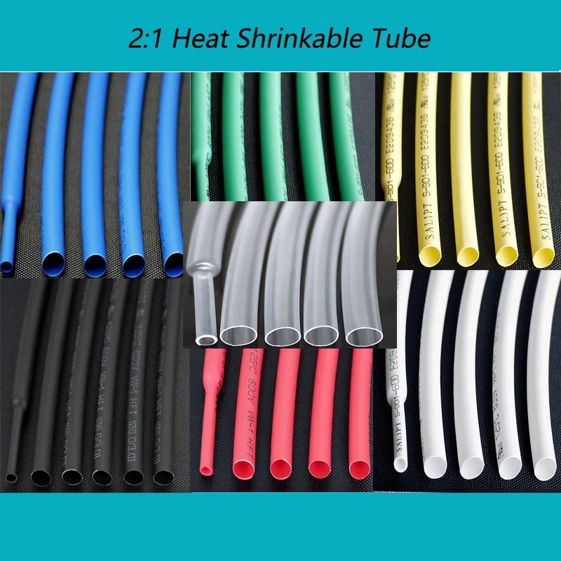 Heat Shrink Tubing 2:1 Ratio – 0.6mm & 0.8mm, 7 Colors, 5–50 Meter Rolls