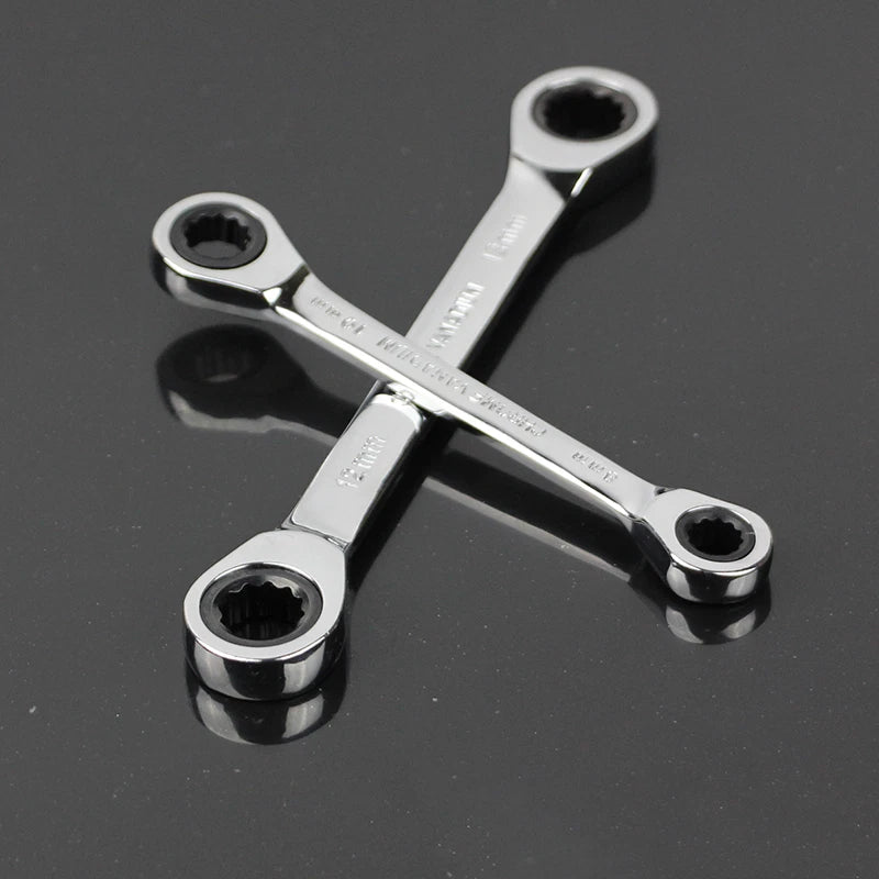 Double Ended Wrench Ratchet Spanner Fully polished 72 Teeth 8/10/12/13/17/19 mm