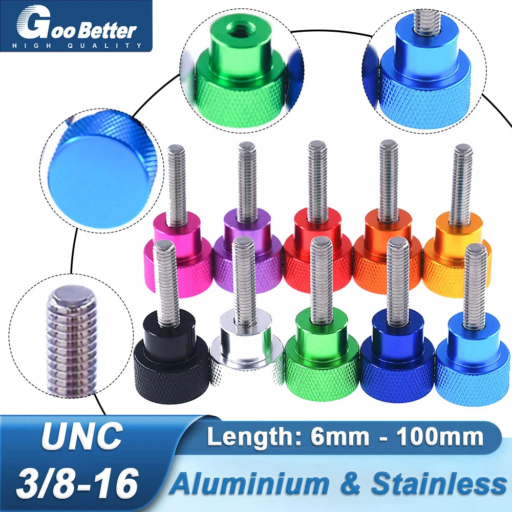 3/8-16 UNC Knurled Thumb Screws — Hand-Tighten Grip Bolts for Camera Tripod & DIY