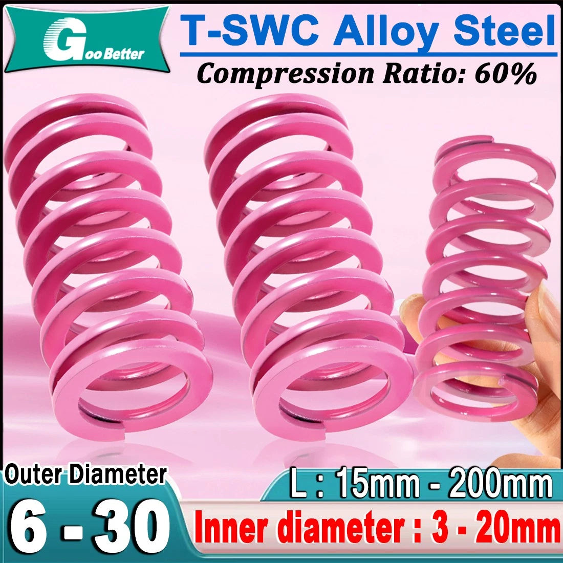 Heavy-duty Compression Mold Springs, OD 6-30mm, ID 3-20mm,Lengths Up To 200mm