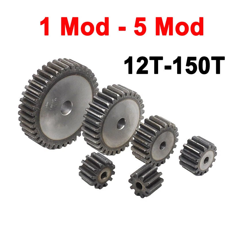 Spur Gear 1/1.5/2/2.5/3/4/5 Mod 12T - 150T Flat Gear 45 Steel Transmission Gears