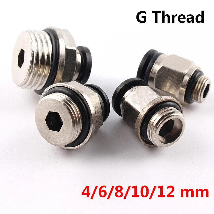 G Male Thread Pneumatic Push-in Straight Fittings — OD 4mm to 12mm Hose