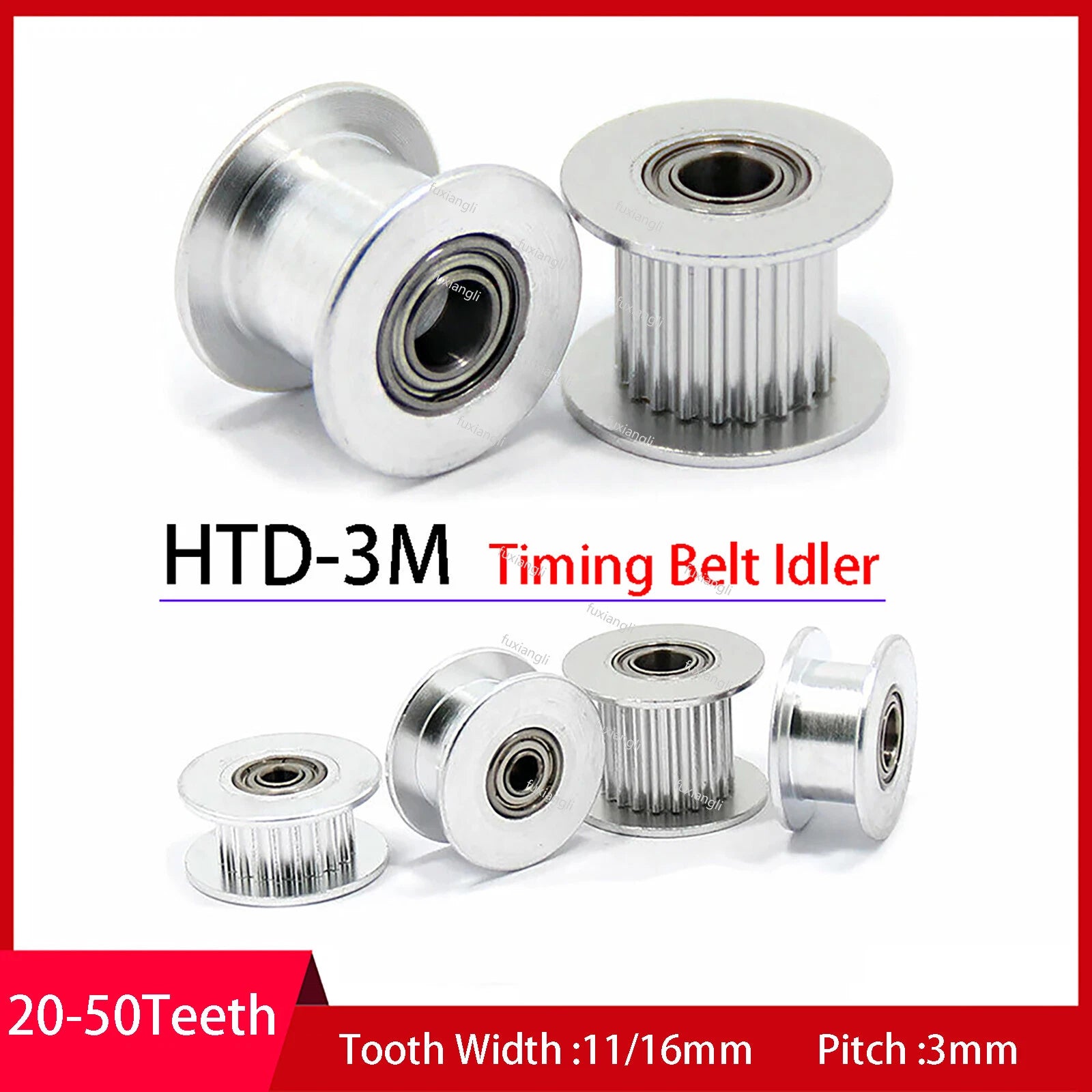 HTD-3M Timing Belt Tensioner Pulley Smooth Tooth/Toothed Idler Width 11/16mm