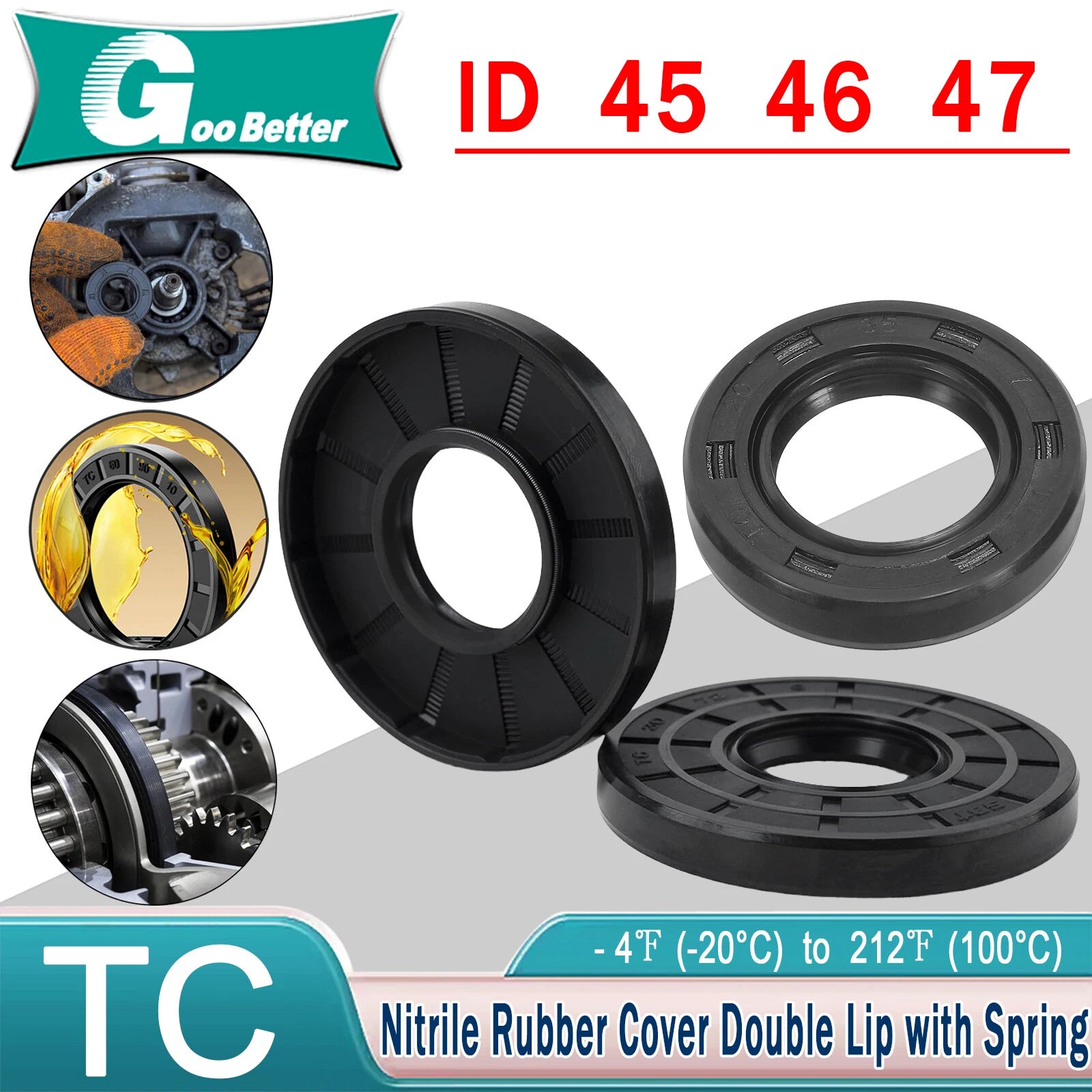 OIL SEAL - Metric R23 TC Lip Arrangement Rotary Shaft Seal - 45mm 46mm 47mm ID