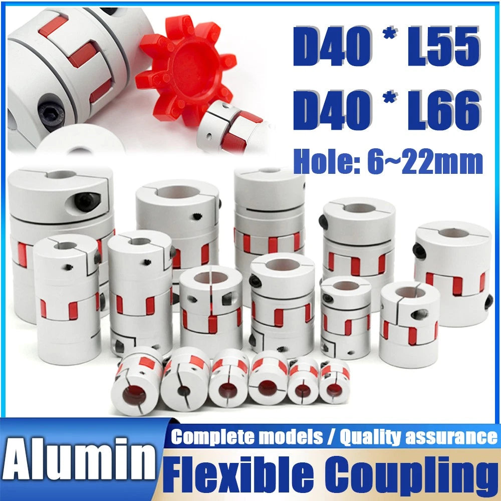Bore 8mm to 22mm CNC Flexible Plum Coupling Shaft Coupler Connect D40 x L55/L66