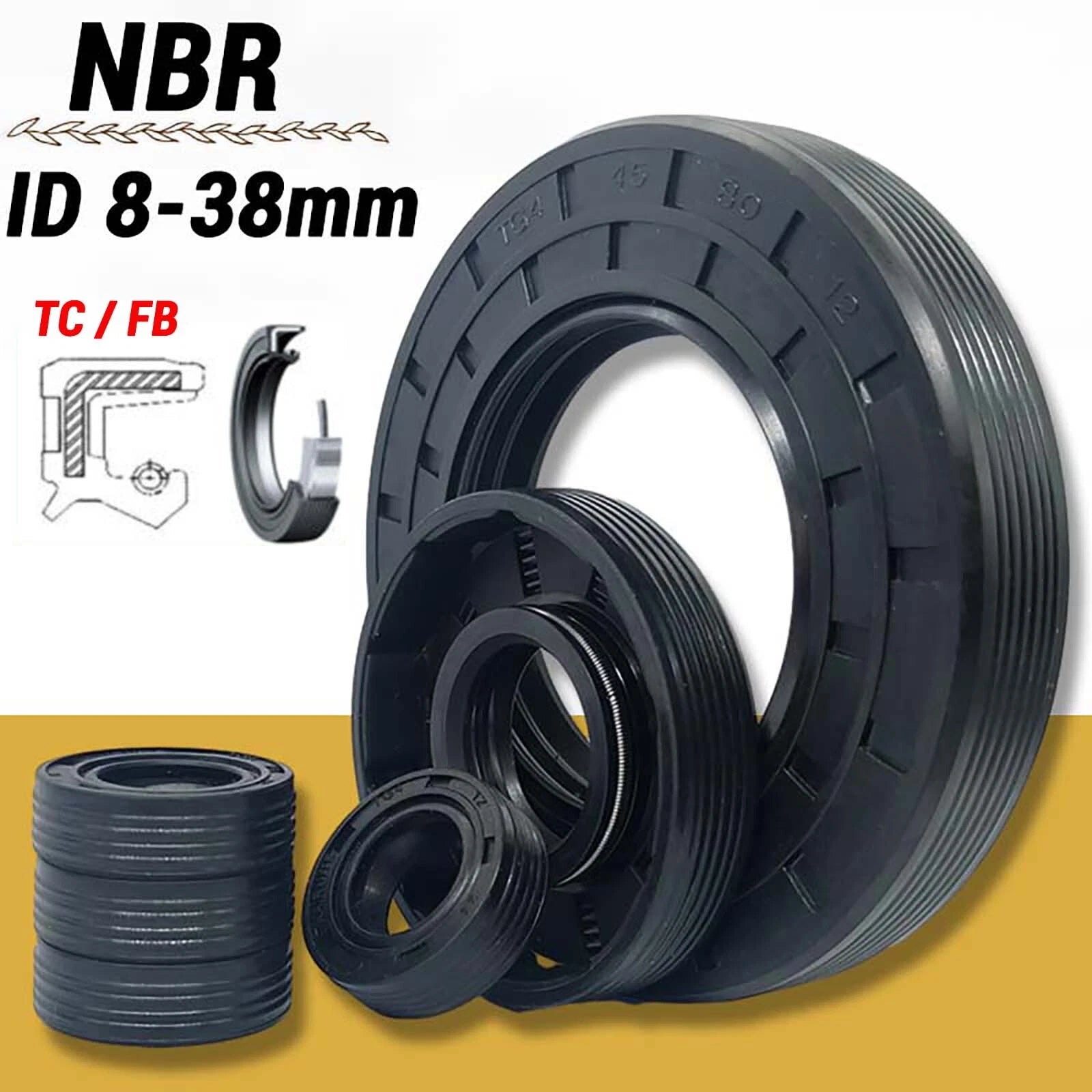 Oil Seal Metric Size Rotary Shaft Seal ID 8-38 mm TC FB Skeleton Oil Seal Rings